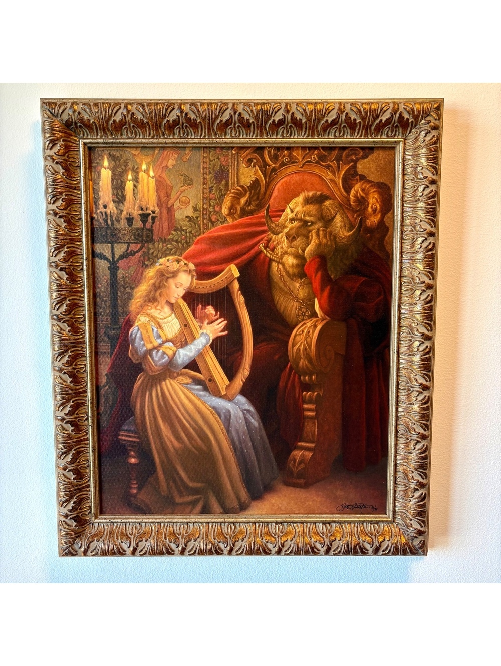 Scott Gustafson Beauty and the Beast Giclée Canvas 31/75 Signed COA Framed